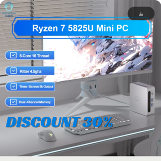 GenMachine New AMD Ryzen 7 5825U Windows 11 Pro MINI PC DDR4 16/32GB 256/512GB SSD WIFI6 RTL8852