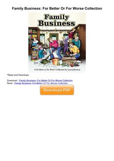 get [PDF] Download Family Business: For Better Or For Worse Collection