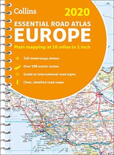 Read [PDF EBOOK EPUB KINDLE] 2020 Collins Essential Road Atlas Europe by  Collins Maps 🧡