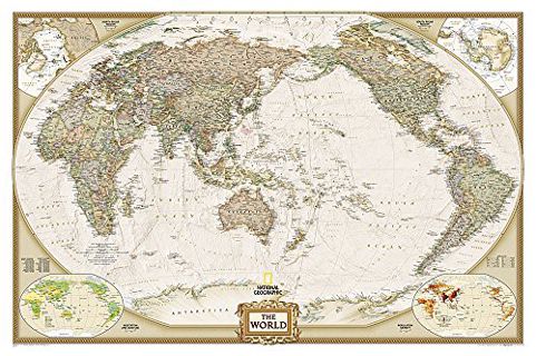 [Get] EPUB KINDLE PDF EBOOK National Geographic World, Pacific Centered Wall Map - Executive (46 x 3
