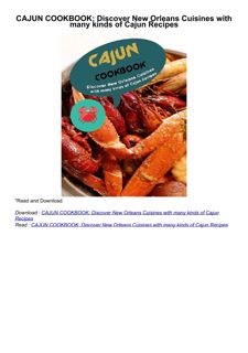 PDF✔️Download❤️ CAJUN COOKBOOK: Discover New Orleans Cuisines with many kinds of Cajun Recipes
