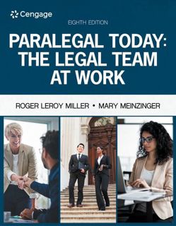 DOWNLOAD Paralegal Today: The Legal Team at Work (MindTap Course List)     8th Edition