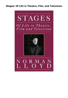 READ DOWNLOAD Stages: Of Life in Theatre, Film, and Television