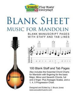 Read PDF EBOOK EPUB KINDLE Blank Sheet Music for Mandolin: Blank Manuscript Pages with Staff and Tab