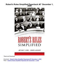 ❤pdf Robert's Rules Simplified     Paperback â€“ December 1, 2006