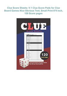 book❤️[READ]✔️ Clue Score Sheets: V.1 Clue Score Pads for Clue Board Games Nice Obvious Text, S