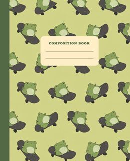 [ACCESS] EPUB KINDLE PDF EBOOK Composition Book: Cute Frog on Skateboard | College Ruled Wide Lined