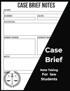 DOWNLOAD(PDF) Case Briefs: Law School Case Brief Notebook ( 120 Cases)     Paperback – May