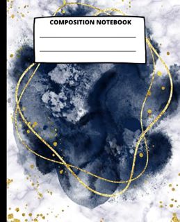 Access [KINDLE PDF EBOOK EPUB] 7.5x9.25 Unique Black, White, Gold Marble Composition Notebook: Colle