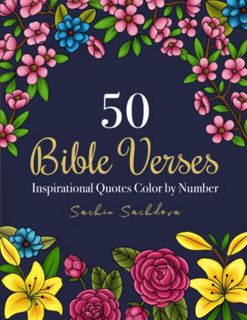 ACCESS [PDF EBOOK EPUB KINDLE] 50 Bible Verses: Inspirational Quotes Color by Number Coloring Book f