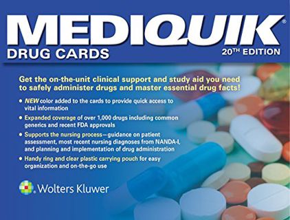 Read EPUB KINDLE PDF EBOOK MediQuik Drug Cards by  Carla Vitale &  LWW ✔️