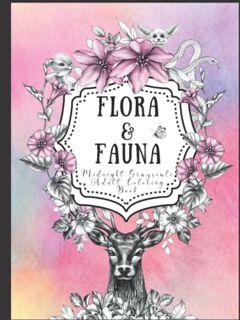 Get [PDF EBOOK EPUB KINDLE] Flora and Fauna Midnight Grayscale Adult Coloring Book by Aubrey Jacobs: