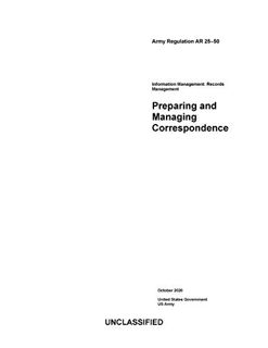 ACCESS [EBOOK EPUB KINDLE PDF] Army Regulation AR 25-50 Preparing and Managing Correspondence Octobe