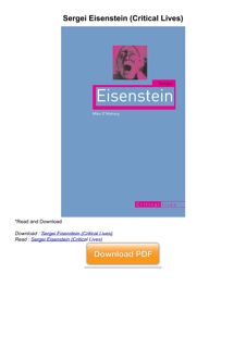 get [PDF] Download Sergei Eisenstein (Critical Lives)