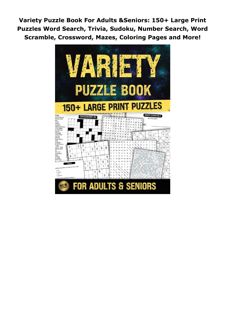 Download PDF Variety Puzzle Book For Adults & Seniors: 150+ Large Print Puzzles Word Search, Tr