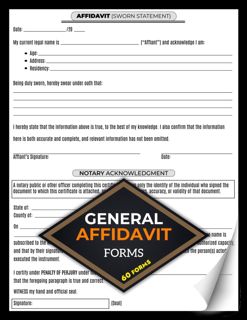 DOWNLOAD(PDF) General Affidavit Forms: Simple Affidavit of Sworn Statement Templates Book