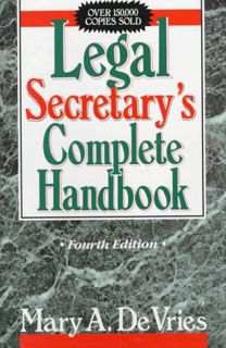 View EBOOK EPUB KINDLE PDF Legal Secretary's Complete Handbook, Fourth Edition by  Mary A. De Vries