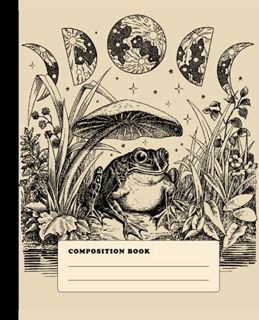 View [PDF EBOOK EPUB KINDLE] Composition Book: Cottagecore Frog Mushroom Moon Phases | College Ruled