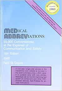 [ACCESS] [PDF EBOOK EPUB KINDLE] Medical Abbreviations: 55,000 Conveniences at the Expense of Commun