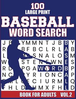 VIEW [PDF EBOOK EPUB KINDLE] 100 Large Print Baseball Word Search Book For Adults by  Sportfanatic B