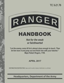 [VIEW] EPUB KINDLE PDF EBOOK Ranger Handbook: United States Army Ranger Handbook - Not for the weak