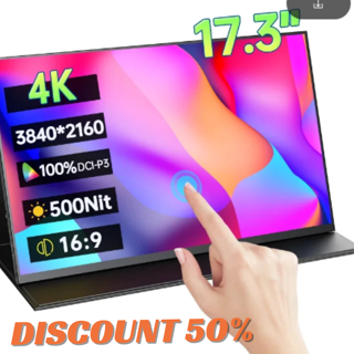 17.3-inch 4K UHD Touchscreen Portable Monitor 100%DCI-P3 500Nit HDR 1MS Free Sync IPS Screen