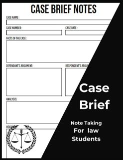 PDF Case Briefs: Law School Case Brief Notebook ( 120 Cases)