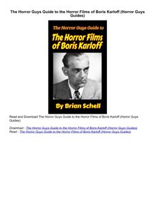 ⚡PDF ❤️ The Horror Guys Guide to the Horror Films of Boris Karloff (Horror Guys Guides)