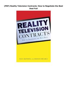 (PDF) Reality Television Contracts: How to Negotiate the Best Deal Full