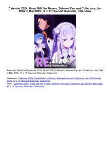 ⚡PDF ❤️ Calendar 2024: Great Gift For Rezero, Beloved Fan and Collectors, Jan 2024 to