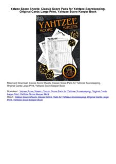 read⚡ Yatzee Score Sheets: Classic Score Pads for Yahtzee Scorekeeping, Original