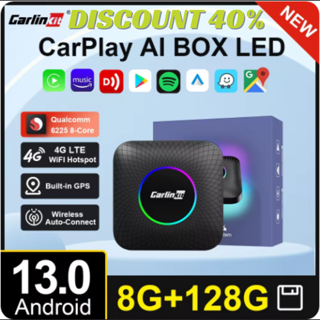 8G+128G Carlinkit CarPlay Ai Box LED Android 13 Wireless Android Auto CarPlay Video TV Box