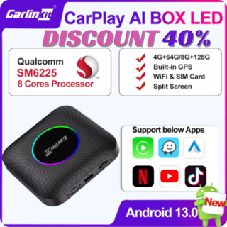 NEW CarlinKit CarPlay AI Box LED Android 13 Streaming Box Built-in YouTube Netflix Wireless CarPlay