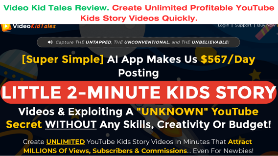 Video Kid Tales Review. Create Unlimited YouTube Kids Story Videos.