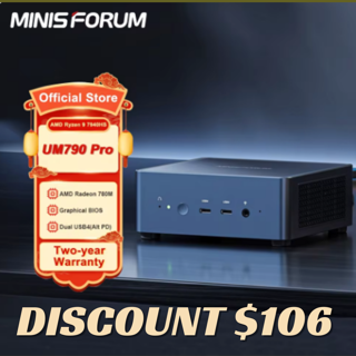 New MINISFORUM UM790 Pro Mini PC AMD Ryzen 9 7940HS Gaming Mini PC Window 11 DDR5 5600MHz USB4 WiFi