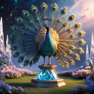 Mystical Peacock with Glowing Iridescent Feathers