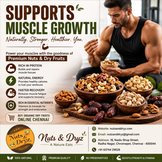 Supports Muscle Growth with Nuts and Dry Fruits
