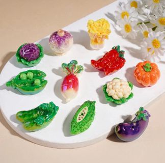 Mini Garden Mixed Vegetable Theme Series Acrylic Beads, Assorted Shapes, Random Mix