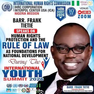 Renowned Human Rights Lawyer Frank Tietie Confirms Participation at IHRC Int’l Youth Summit 2026