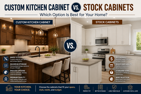 Custom Kitchen Cabinet vs. Stock Cabinets: Which Option Is Best for Your Home?