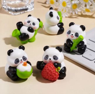 Cute Panda with Bamboo, Strawberry & Fruit Series Acrylic Beads, Assorted Designs, Random Mix