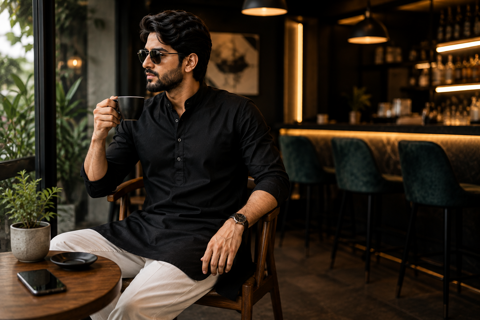 From Coffee Runs to Lounge Nights: Style Your Black Short Kurta