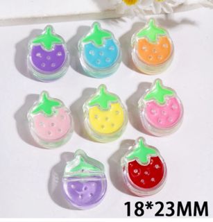 Translucent Multi-Color Single-Sided Sweet Mini Strawberry Acrylic Beads,18*23MM, Random Mix