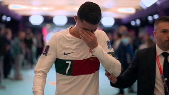 FIFA World Cup:Cristiano Ronaldo Cries After Portugal's Shock World Cup Exit At The Hands Of Morocco