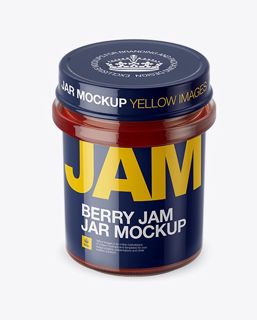 Download Free Glass Berry Jam Jar Mockup (High-Angle Shot) PSD Mockup Templates