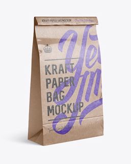 Download Free Glossy Kraft Paper Food/Snack Bag Mockup - Halfside View PSD Templates