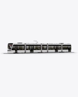 Download Free Light Rail Train Bybanen Mockup - Half Side View PSD Templates