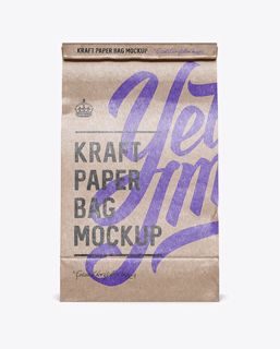 Download Free Glossy Kraft Paper Food/Snack Bag Mockup - Front View PSD Templates