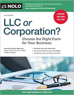 VIEW PDF EBOOK EPUB KINDLE LLC or Corporation?: Choose the Right Form for Your Business by Anthony M