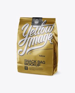 Download Free Metallic Snack Bag With Label Mockup - Half Side View PSD Templates